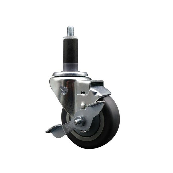 Service Caster 3.5'' Thermoplastic Rubber Swivel 1-1/8'' Expanding Stem Caster with Brake SCC-EX20S3514-TPRB-TLB-118 - main